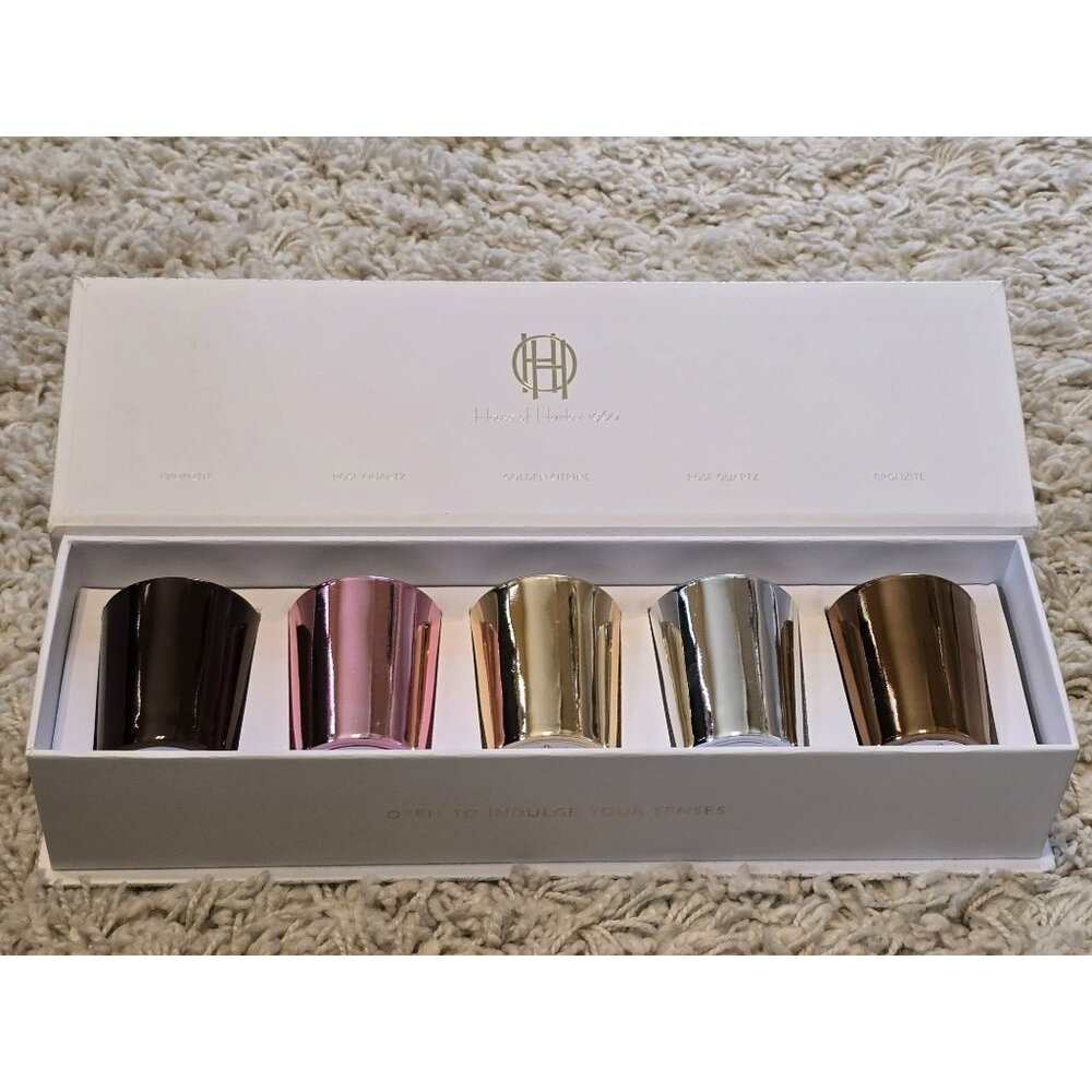 House of Harlow 1960 Soy Blend Candle Set 5 pc Rose Quartz Citrine Bronzite